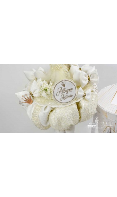 Lumanare botez cu aplicatii perle si broderie Artemis 12